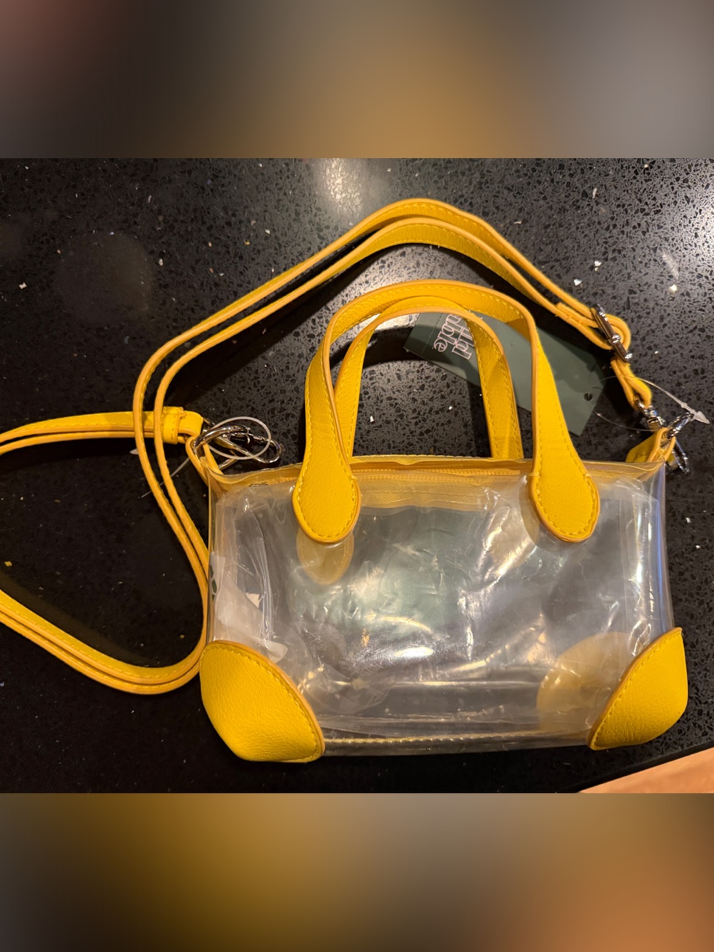 wild fable Clear Crossbody Bag with Yellow Trim